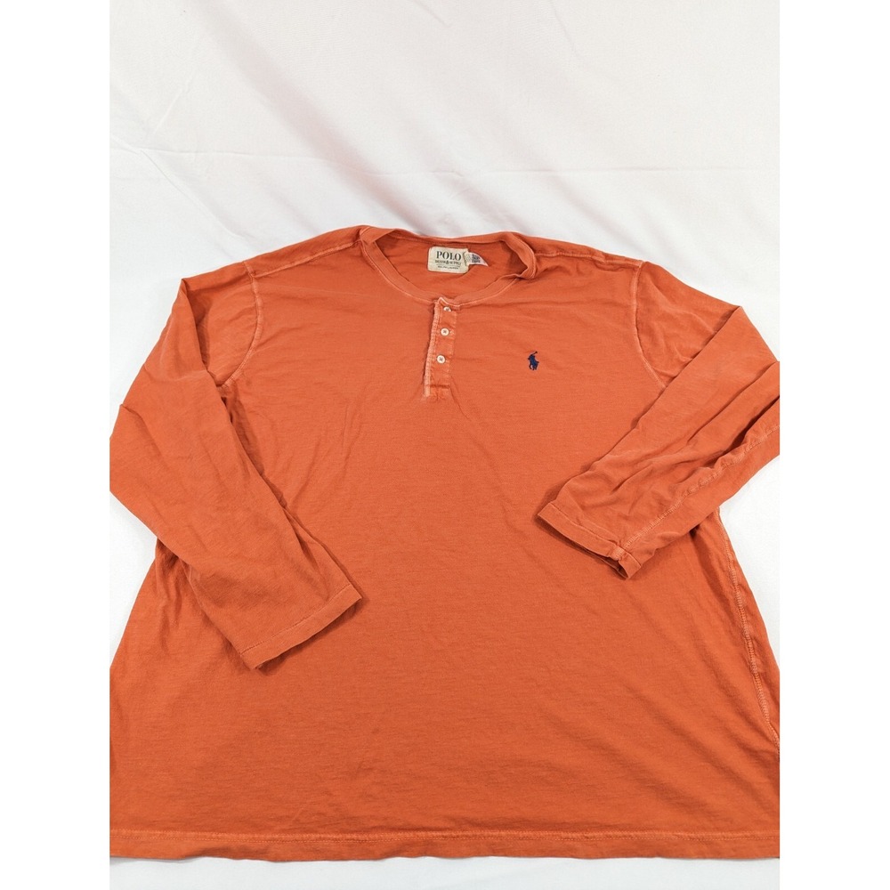 Denim & Supply‎ Henly Pullover Button Top Men's 1XB Big Tall Long Sleeve Orange